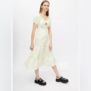 Glamorous Brushstroke Gathered Midi Dress